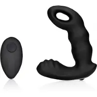 Shots - Ouch! OU907BLK - Beaded Vibrating Prostate Massager with Remote Control - Black