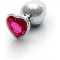 Ouch! Aluminium Buttplug Medium - Zilver met Siersteen