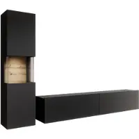 Meubella | Wandmeubel mat zwart Set van 2 TV-Meubel