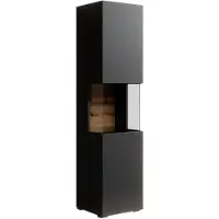 Meubella | vitrinekast mat zwart 36x29x138 met verlichting