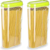 PlasticForte Voedselcontainer strooibus - 2x - groen - 2350 ml - kunststof - voorraadpotten