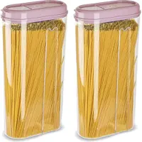 PlasticForte Voedselcontainer strooibus - 2x - lichtroze - 2350 ml - kunststof - voorraadpotten
