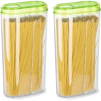 PlasticForte Voedselcontainer strooibus - 2x - groen - 2350 ml - kunststof - voorraadpotten