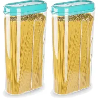 PlasticForte Voedselcontainer strooibus - 2x - blauw - 2350 ml - kunststof - voorraadpotten