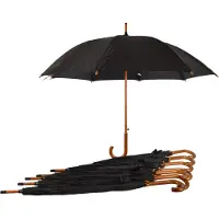 Discountershop Paraplu 8 stuks - Set van 8 Zwarte Automatische Paraplu's voor Volwassenen met Houten Handvat - Aluminium Frame - Polyester Doek - 102cm Diameter – Groot Formaat