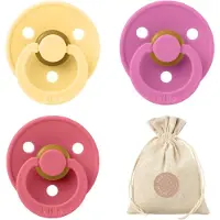 BIBS fopspenen T1 + speenzakje BolleToet - Pale Butter, Bubblegum, Coral - 0-6 maanden