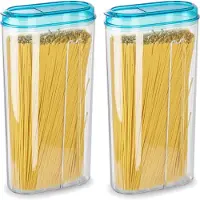 PlasticForte Voedselcontainer strooibus - 2x - blauw - 2350 ml - kunststof - voorraadpotten