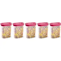 PlasticForte Voedselcontainer strooibus - 5x - roze - inhoud 1 liter - kunststof - 15 x 7 x 19 cm