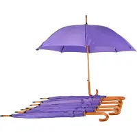 Discountershop Paraplu 8 stuks - Set van 8 Paarse Paraplu's - Automatisch Uitklapbaar - Ø 98 cm Paraplu met Houten Handvat - Windproof - Waterdicht