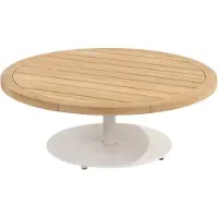 4 Seasons Outdoor Volta teak salontafel centrale poot wit 80 cm rond