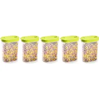 PlasticForte Voedselcontainer strooibus - 5x - groen - inhoud 1 liter - kunststof - 15 x 7 x 19 cm