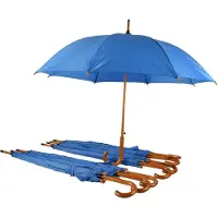 Discountershop Paraplu 8 stuks - Set van 8 Automatische en Windproof Paraplu's voor Volwassenen | 102cm Diameter met Houten Handvat | Sky Blauw