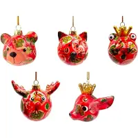 Pomme pidou Kerstballen set 001 5 stuks (5x5x5cm - Keramiek)