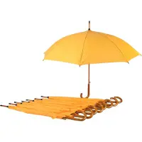 Discountershop Paraplu 9 stuks - Set van 9 Automatische 98cm Diameter | Windproof Paraplu's voor Volwassenen | Met Houten Handvat | Geel - Unisex