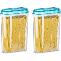 PlasticForte Voedselcontainer strooibus - 2x - blauw - 1500 ml - kunststof - voorraadpotten
