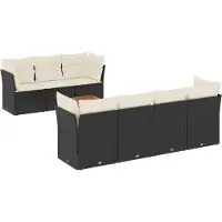 vidaXL 8-delige Loungeset met kussens poly rattan zwart