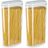 PlasticForte Voedselcontainer strooibus - 2x - wit - 2350 ml - kunststof - voorraadpotten