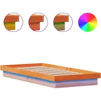 vidaXL Bedframe met LED massief grenenhout wasbruin 90x190 cm