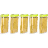 PlasticForte Voedselcontainer strooibus - 5x - groen - 2350 ml - kunststof - voorraadpotten
