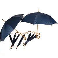 Discountershop Paraplu 9 stuks - Set van 9 Stijlvolle Navy Blauwe Automatische Paraplu voor Volwassenen - met Houten Handvat | 98cm Diameter | Waterdicht en Windproof