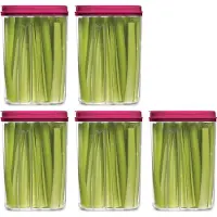 PlasticForte Voedselcontainer strooibus - 5x - roze - 1500 ml - kunststof - voorraadpotten