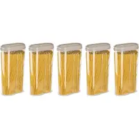 PlasticForte Voedselcontainer strooibus - 5x - beige - 2350 ml - kunststof - voorraadpotten