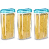 PlasticForte Voedselcontainer strooibus - 3x - blauw - 2350 ml - kunststof - voorraadpotten