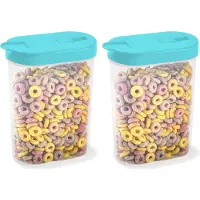PlasticForte Voedselcontainer strooibus - 2x - blauw - inhoud 1 liter - kunststof - 15 x 7 x 19 cm