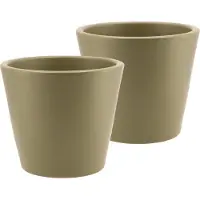 DK Design Bloempot/plantenpot - 2x - Vinci - olijfgroen mat - voor kamerplant - D19 x H21 cm