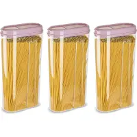 PlasticForte Voedselcontainer strooibus - 3x - lichtroze - 2350 ml - kunststof - voorraadpotten