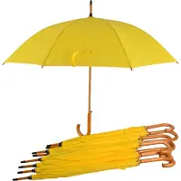 Discountershop Paraplu 9 stuks - Set van 9 Gele Automatische Paraplu's | Waterdicht & Windproof | 102cm Diameter | Paraplu Met Houten Handvat | Voor Heren en Dames