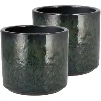 DK Design Bloempot model Green Glaze - 2x - groen - D15 x H17 cm - glanzend