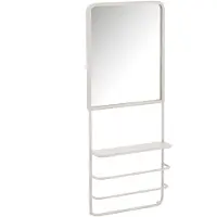 J-Line hangrek met spiegel - metaal/glas - wit