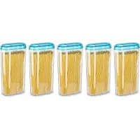 PlasticForte Voedselcontainer strooibus - 5x - blauw - 2350 ml - kunststof - voorraadpotten