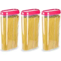 PlasticForte Voedselcontainer strooibus - 3x - roze - 2350 ml - kunststof - voorraadpotten