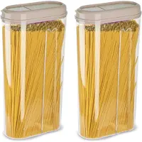 PlasticForte Voedselcontainer strooibus - 2x - beige - 2350 ml - kunststof - voorraadpotten