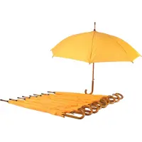 Discountershop Paraplu Set van 10 Geel Automatische 98cm Diameter | Windproof Paraplu's voor Volwassenen | Geel - Unisex Paraplu Met Houten Handvat