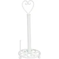 Clayre & Eef Keukenrolhouder Ø 18x39 cm Wit Ijzer Hart Rollenhouder Wit Rollenhouder