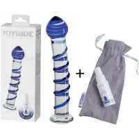 Joyride - Glazen Blauwe Dildo met ribbels - Set 08