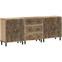 vidaXL Bijzetkasten 3 st 60x33x75 cm massief mangohout