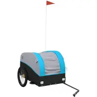 vidaXL Fietsaanhanger, zwart en blauw, 45 kg, staal