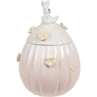 Clayre & Eef Voorraadpot Ei Ø 16x23 cm Roze Keramiek Ovaal Roze