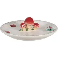 Clayre & Eef Decoratie schaal Ø 21x4 cm Wit Rood Keramiek Wit