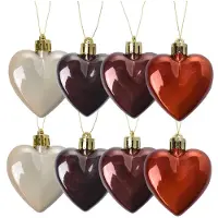 Clayre & Eef Kerstbal Set van 8 Hart 5 cm Meerkleurig Kunststof Hartvormig Meerkleurig