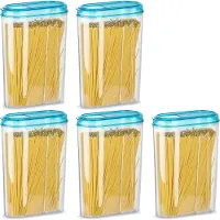 PlasticForte Voedselcontainer strooibus - 5x - blauw - 1500 ml - kunststof - voorraadpotten