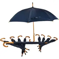 Discountershop Paraplu Set van 10 Luxe Navy Blauwe Automatische Paraplu met Houten Handvat - 98cm Diameter | Waterdicht en Windproof | Unisex
