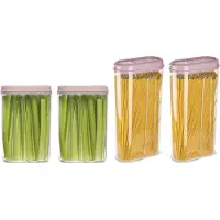 PlasticForte Voedselcontainers set - 4 stuks - licht roze - 2350/1500ml - kunststof - voorraadpot