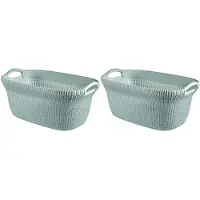 Curver Knit Wasmand - 40 l - set van 2 - Blauw/Grijs