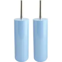 Spirella MSV Porto Toilet/wc-borstel houder - 2x - kunststof - pastel blauw - 38 cm - Toiletborstels