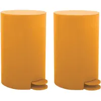 Spirella MSV kleine pedaalemmer - 2x - kunststof - saffraan geel - 3L - 15 x 27 cm - Badkamer/toilet - Pedaalemmers
